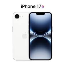 iPhone 17e in wit met een scherm dat een modern ontwerp toont.