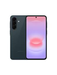 Zwarte smartphone met een groot scherm en een centraal geplaatste frontcamera.